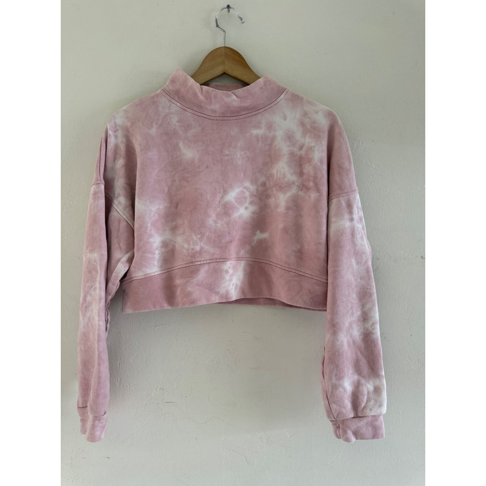 POPFLEX Limitless Pink Tie Dye Mock Neck Cropped Sweatshirt Large